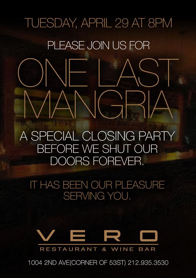 Vero Wine Bar One Last Mangia MurphGuide NYC Bar Guide