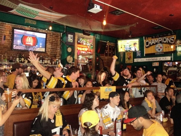 Steelers fans at Hibernia Bar NYC
