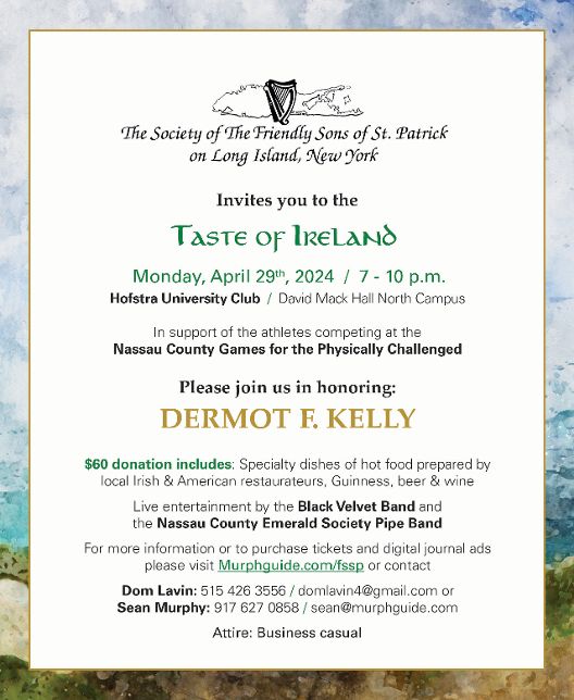Friendly Sons of St. Patrick on Long Island presents Taste of Ireland