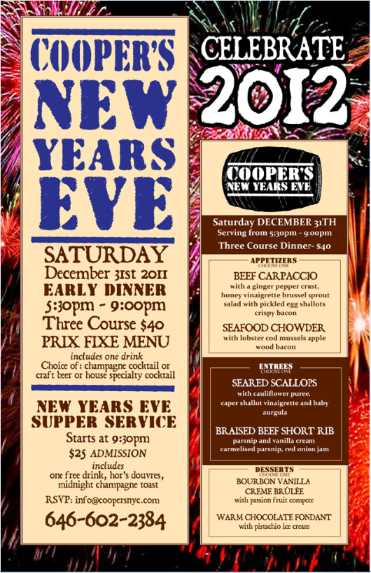 New Year's Eve at Cooper's Craft & Kitchen