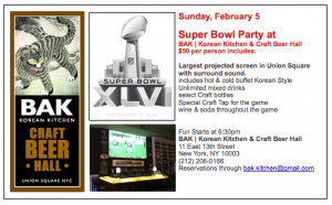 Super Bowl Sunday at Bak
