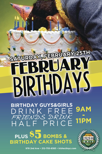 February Birthdays at The Irish Exit