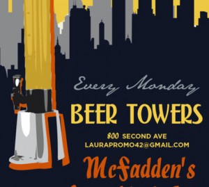Beer towers at McFadden's NYC