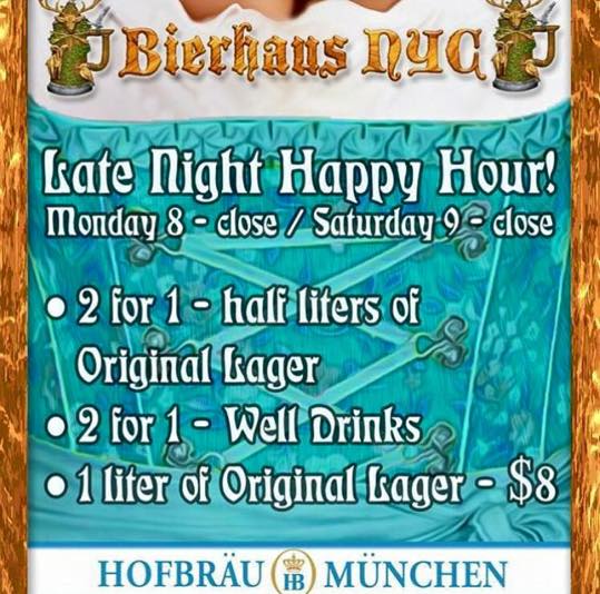 Late Night Happy Hour at Bierhaus MurphGuide NYC Bar Guide