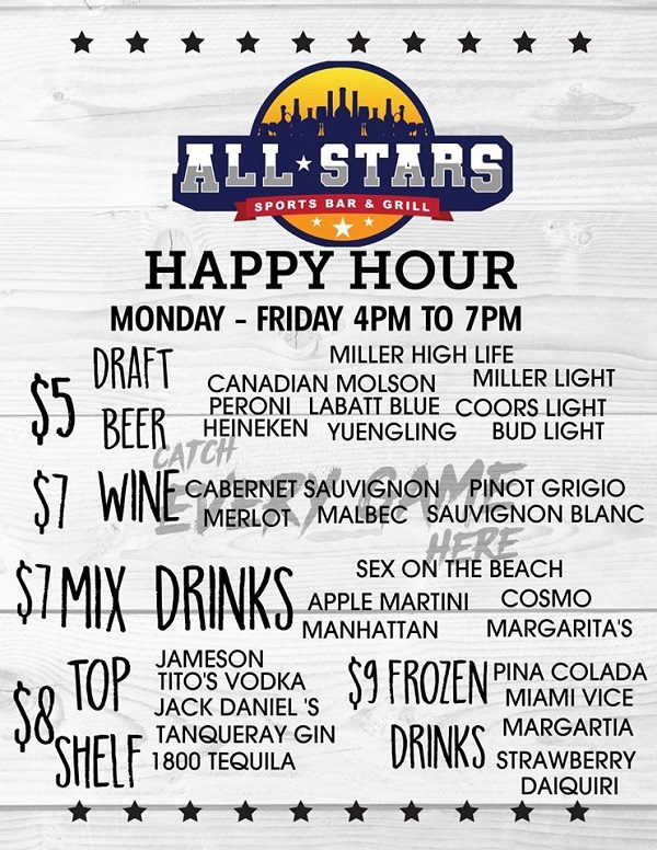 Happy Hour at All-Stars Bar & Grill