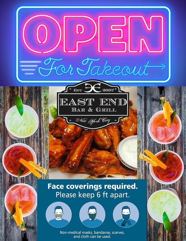 East End Bar open for take-out
